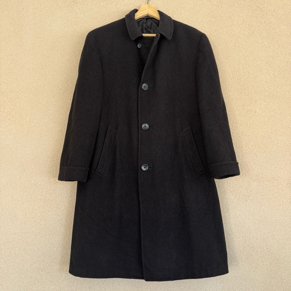 VTG Hart Schaffner & Marx Harris in Berkeley 3 Button Checked Pure Wool Overcoat